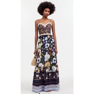 Agua Bendita Blue and White Sleeveless Maxi Dress